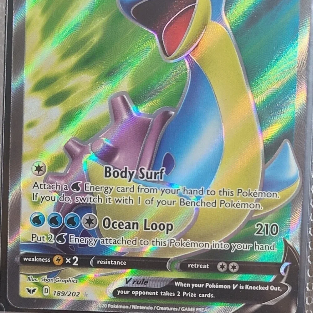 Lapras V 189/202 Sword & Shield Full Art Ultra Rare Pokemon